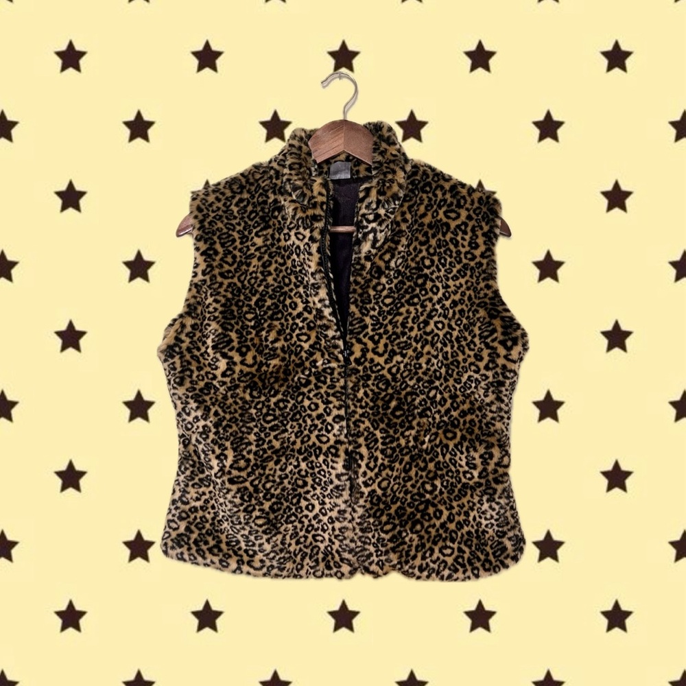 Cejon Vintage 90s Animal Print Faux Fur Vest